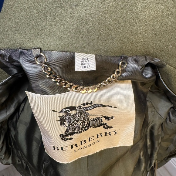 Burberry Olive Belted Military Trench Coat - Picture 3 of 11